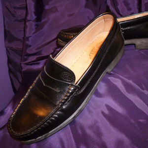 Triver Flight Black Leather Loafers w/heel spikes